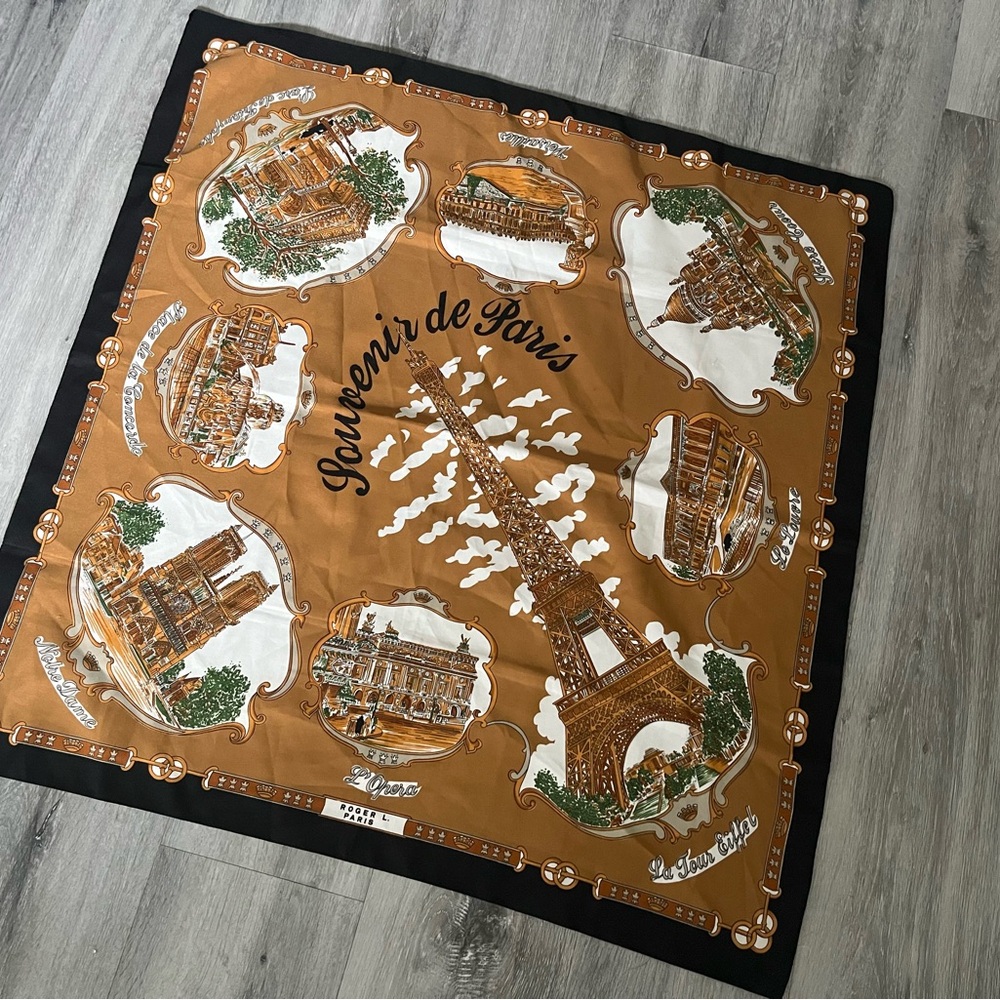 Paris Souvenir Silk Scarf - Brown and Black